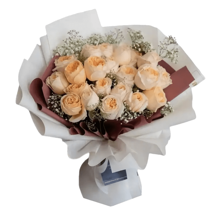 buket bunga peaches and cream untuk ulang tahun pacar