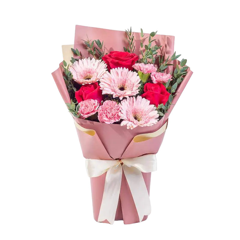 buket bunga pink blush untuk ulang tahun pacar