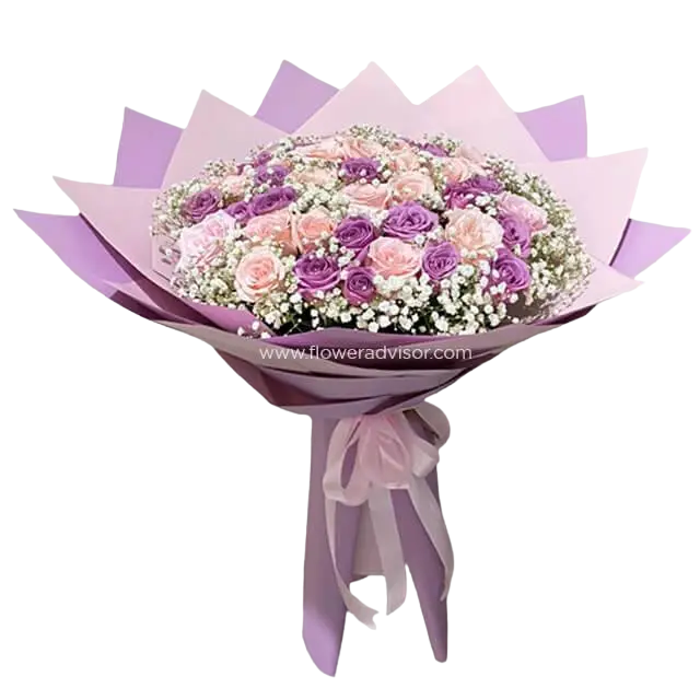 buket bunga purple burst untuk ulang tahun pacar