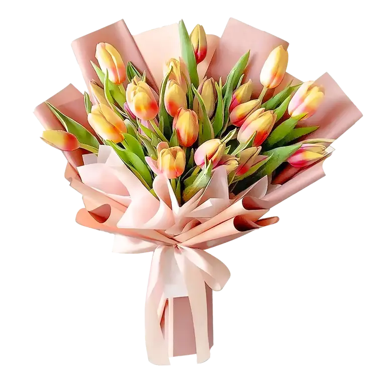 Yellow Bliss, Buket bunga untuk ulang tahun istri dengan Rangkaian tulip kuning.